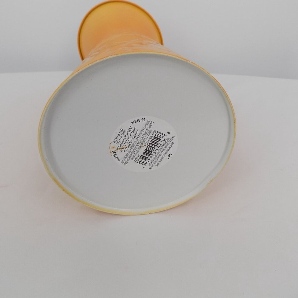 Ashland Heirloom Harvest Fall Galvanized Yellow Embossed Pumpkin Pitcher New - Picture 8 of 9